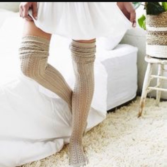 Free People Accessories - Free People Oatmeal Thigh High Socks